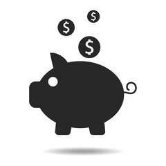 Piggy bank icon vector isolated on white background. Trendy piggy bank icon in flat style. Template for app, ui and logo. Icon piggy bank for your web site and office poster. Modern piggy bank icon