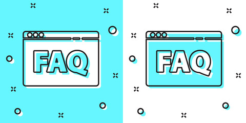 Black line Browser FAQ icon isolated on green and white background. Internet communication protocol. Random dynamic shapes. Vector Illustration.