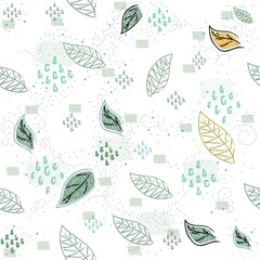 Seamless Pattern with Flying leaves. Scandinavian Style