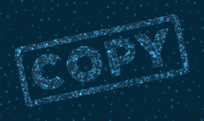 Copy word in digital style. Glowing geometric Copy badge. Radiant vector illustration.