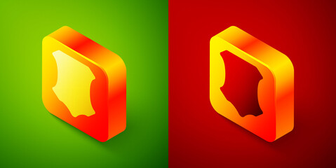 Isometric Leather icon isolated on green and red background. Square button. Vector Illustration.