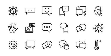 Simple set of message line vector line icons. contains icons such as conversation, SMS, notifications, group chat, and more. Editable stroke. 48x48 pixels perfect, white background