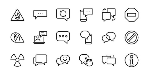 Simple set of message line vector line icons. contains icons such as conversation, SMS, notifications, group chat, and more. Editable stroke. 48x48 pixels perfect, white background