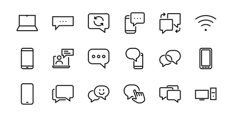 Simple set of message line vector line icons. contains icons such as conversation, SMS, notifications, group chat, and more. Editable stroke. 48x48 pixels perfect, white background