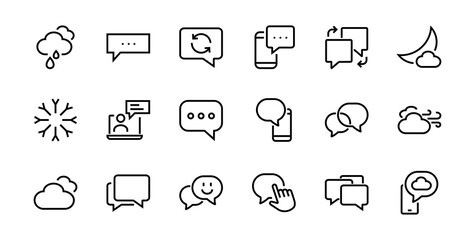 Simple set of message line vector line icons. contains icons such as conversation, SMS, notifications, group chat, and more. Editable stroke. 48x48 pixels perfect, white background