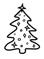 Hand drawn vector illustration of Christmas tree. Doodle style sketch.