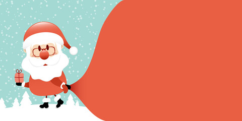 Weihnachtsmann Zieht Sack Wald Türkis