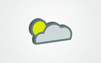 Sun cloud icon. Isometric of sun cloud vector icon for web design isolated on white background