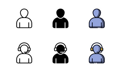 User and admin icons. With outline, glyph, and filled outline styles