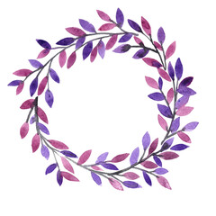 Abstract mythic tree wreath watercolor hand painting for decoration on halloween and magic theme concept.