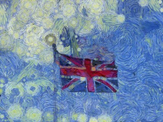 United Kingdom flag Illustrations creates an impressionist style of painting.