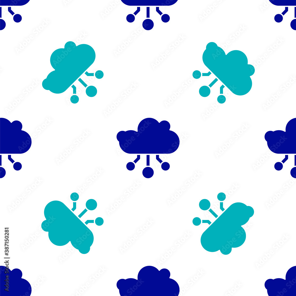 Poster blue internet of things icon isolated seamless pattern on white background. cloud computing design c