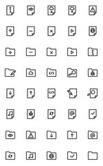 Files and folders line icons set. linear style symbols collection, outline signs pack. vector graphics. Set includes icons as document file folder download, multimedia gallery archive, portfolio