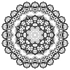 Flower Mandala. Vintage decorative elements. Oriental pattern, vector illustration. Coloring book page. Islam, Arabic, Indian, moroccan spain turkish mystic ottoman motifs