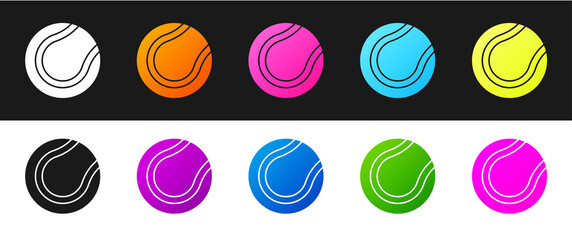 Obraz premium Set Tennis ball icon isolated on black and white background. Sport equipment. Vector.