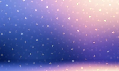 Bokeh repeat pattern on wall and floor blue pink lilac gradient background. Fantasy empty room 3d illustration.