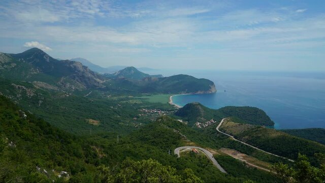 timelapse in the mountains, the sun is shining