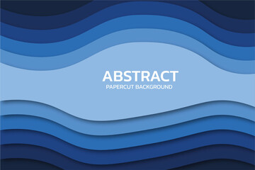 Abstract paper cut deep blue wavy background