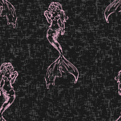 mermaid pattern dark grey and pink