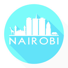 Fototapeta premium Nairobi Kenya Africa Flat Icon Skyline Silhouette Design City Vector Art Famous Buildings.