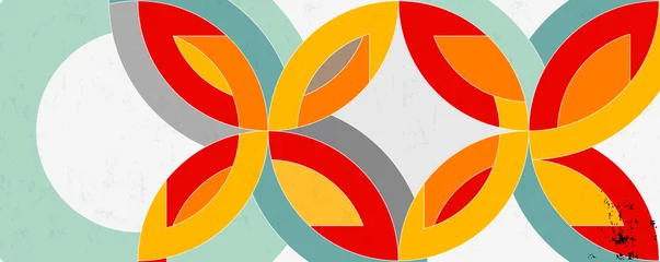 Möbelaufkleber abstract background with circle/semicircle, vintage/retro geometric design © Kirsten Hinte