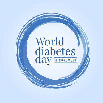 world diabetes day banner with text in blue ink circle rign sign vector design