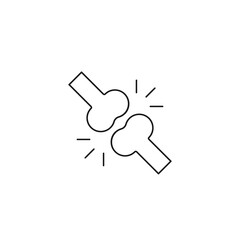 Joint line bone icon. People outline joint bones black shape vector illustration isolated on white background. Human knee joint bone.