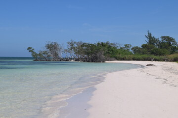 Exotic tropical beach white sand beautiful sea relax time in Cuba, Caribbean