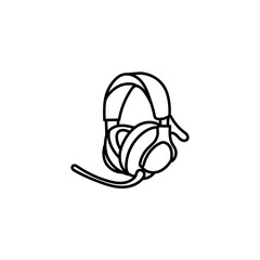 Modern headphones isolated. Black line art. Outlined. Vector illustration.