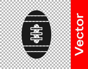 Black American Football ball icon isolated on transparent background. Rugby ball icon. Team sport game symbol. Vector.