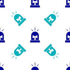 Blue Flasher siren icon isolated seamless pattern on white background. Emergency flashing siren. Vector.