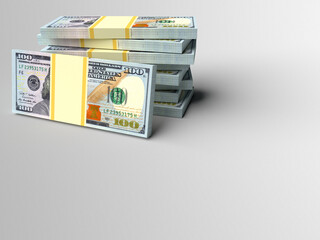 Stack of money dollars with blank finance background