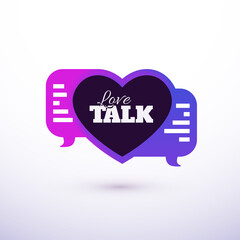 Love talk chat dating, heart shape in message bubble