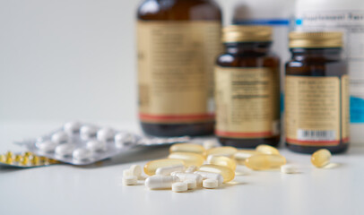 Nutritional supplements in capsules and tablets. 