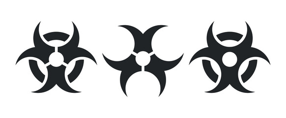 Set of black biohazard symbols