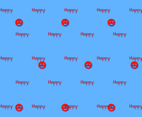 happy caption on a blue background