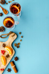 Glasses of mulled wine - hot drink with spices