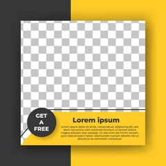 Editable square banner template. Yellow and black post template color concept, with photo collage. Perfect for social media post , background and internet ad