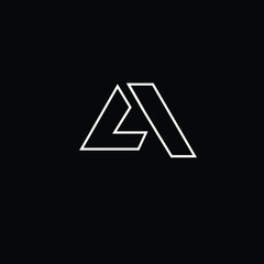 Creative Professional Trendy and Minimal Letter LA Logo Design in Black and White Color, Initial Based Alphabet Icon Logo in Editable Vector Format