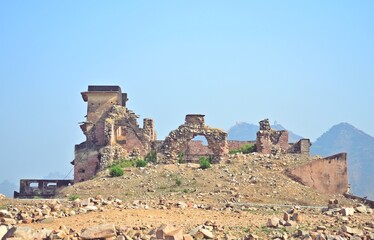 ruin complex of Amer Fort Unesco World Heritage Site Jaipur Rajasthan India