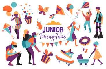 Bambini, adolescenti, simboli per infanzia e feste