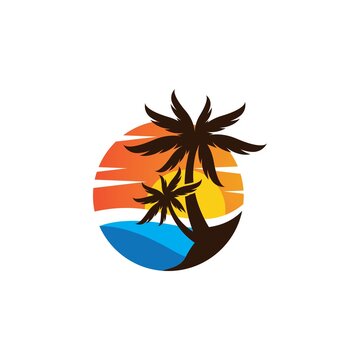 Palm tree summer logo images