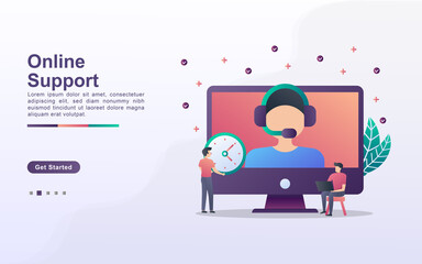 Landing page template of online support in gradient effect style