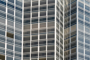 Multistorey building with transparent windows.