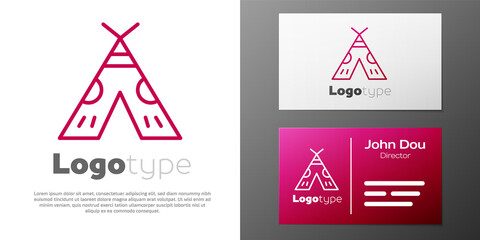 Logotype line Traditional indian teepee or wigwam icon isolated on white background. Indian tent. Logo design template element. Vector Illustration. © Kostiantyn