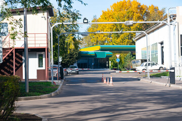 A checkpoint with two road barriers.