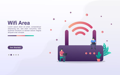 Landing page template of wifi area in gradient effect style