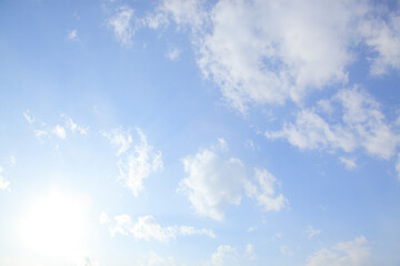 青空の雲と太陽