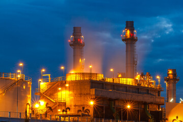 Obraz na płótnie Canvas Twilight image of a power plant in a beautiful evening.