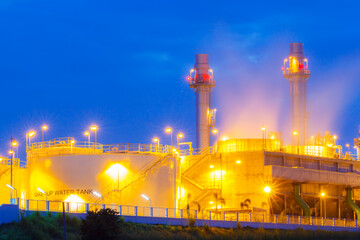 Twilight image of a power plant in a beautiful evening.
